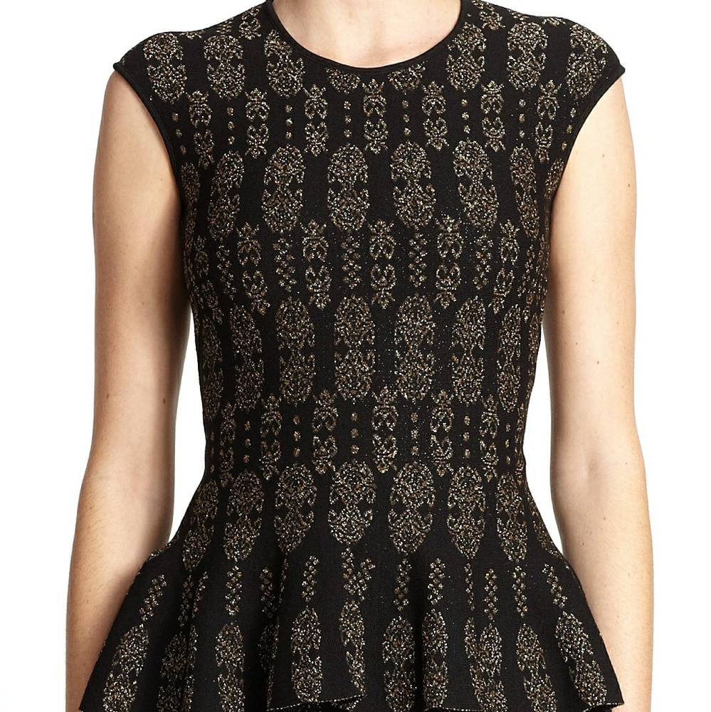 RVN Damask Jacquard Peplum Top XS.